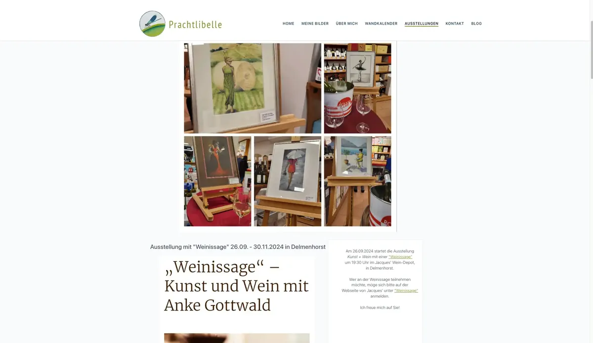 Website Prachtlibelle der Malerin Anke Gottwald